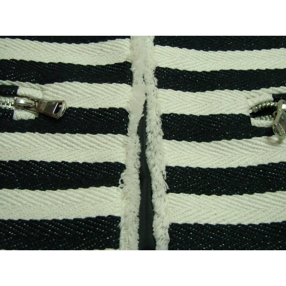 Metaphor Open Front Blazer Jacket XS Raw Hem Black White Striped Pockets Lined - Picture 5 of 12